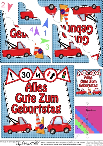 German Birthday Cars Scalloped Corner Stacker