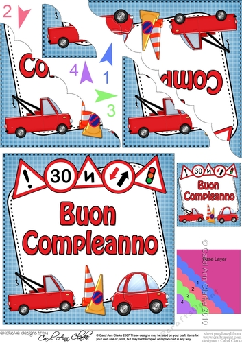 Italian Birthday Cars Scalloped Corner Stacker