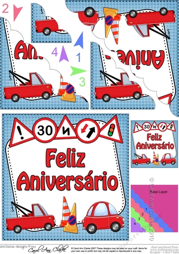 Portugese Birthday Cars Scalloped Corner Stacker