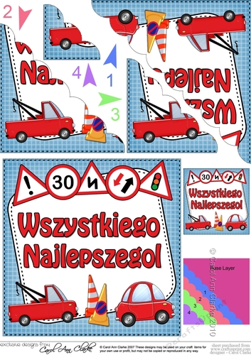 Polish Birthday Cars Scalloped Corner Stacker