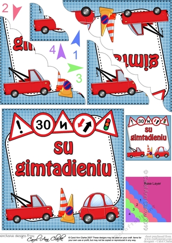 Lithuanian Birthday Cars Scalloped Corner Stacker