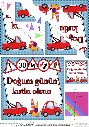 Turkish Birthday Cars Scalloped Corner Stacker