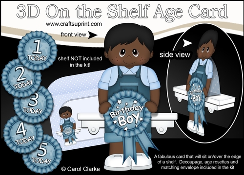 3D On the Shelf Card Kit - Little Ethnic Toddler Garon is the Birthday Boy with ages 1 - 5 age Rosette Decoupage