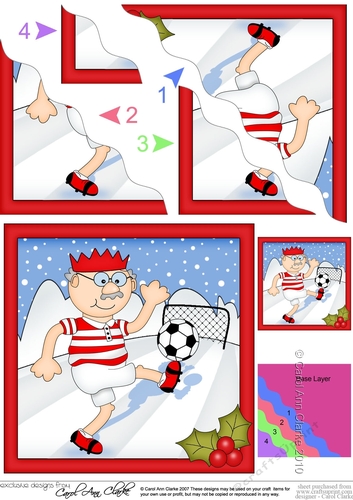 Christmas Bert Plays Football Wavy Corner side stacker Topper