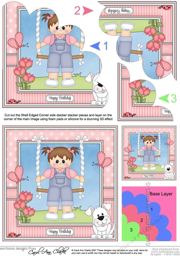 Cute Little Girl Toddler is Swinging High Shell Edged Corner Side Stacker