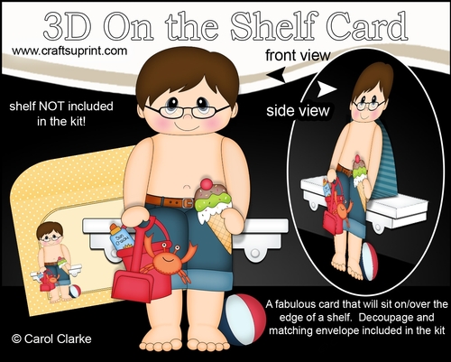 3D On the Shelf Card Kit - Marvin is spending the Day on the Beach 