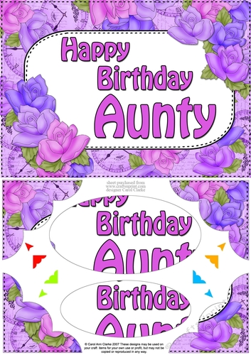 A5 Happy Birthday AUNTY Time for Roses Scallop Corners & Pyramage
