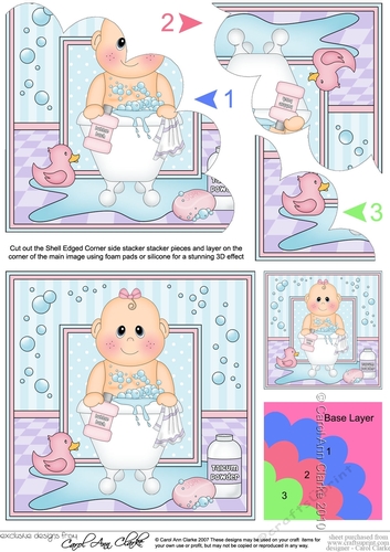 Cute Little Bathtub Baby Girl Shell Edged Corner Side Stacker