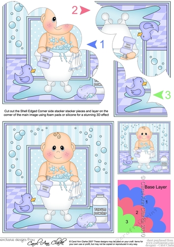 Cute Little Bathtub Baby Boy Shell Edged Corner Side Stacker