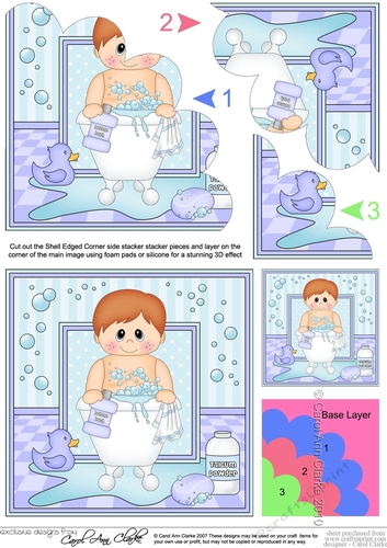 Cute Little Bathtub Toddler Boy Shell Edged Corner Side Stacker