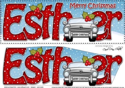 Large DL Merry Christmas ESTHER 3D decoupage 
