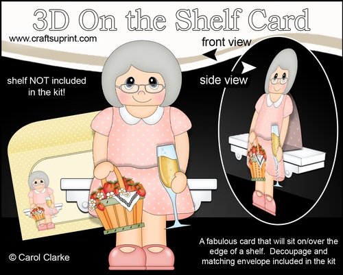 3D On the Shelf Card Kit - Strawberry & Bubbly Old Lady Brianne