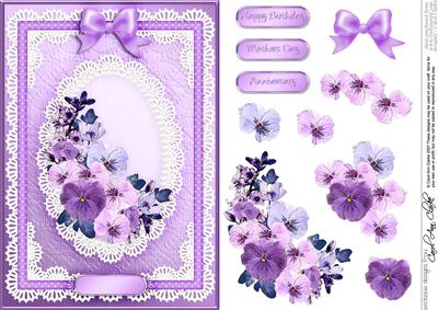 A5 Spring Flowers and Lace Quick Card with 3D Decoupage