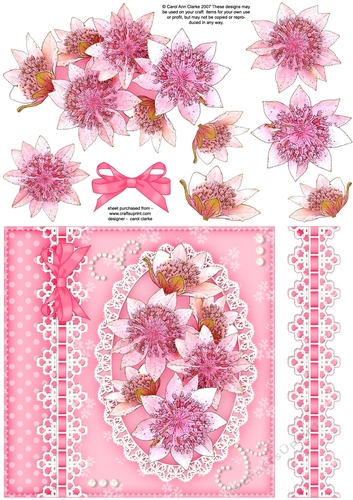 6x6 A Touch of Elegance Flowers and Lace quick card front with 3D decoupage