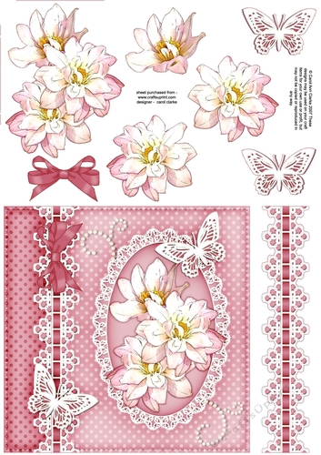 6x6 A Touch of Elegance Flowers, Lace & Butterflies quick card front with 3D decoupage