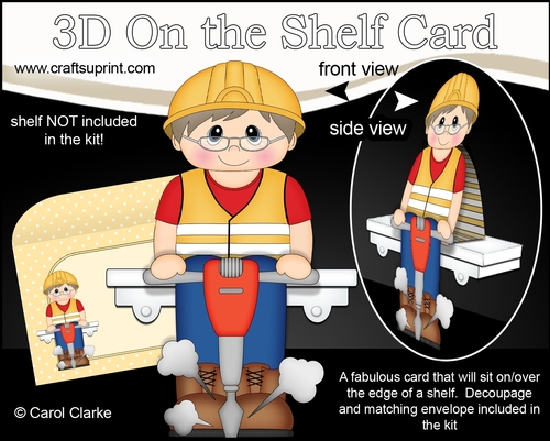 3D On the Shelf Card Kit - Older Workman Garrard is at work with his Pneumatic Drill