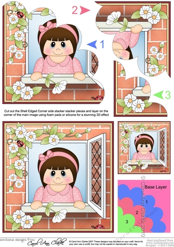Shell Edged Corner Side Stacker - Through the Window - Cute Little Teen Girl