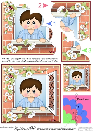 Shell Edged Corner Side Stacker - Through the Window - Cute Little Teen Boy