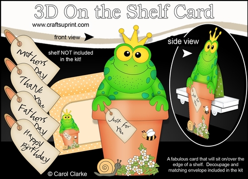 3D On the Shelf Card Kit - Flower Pot Friends Little Frog Freddy