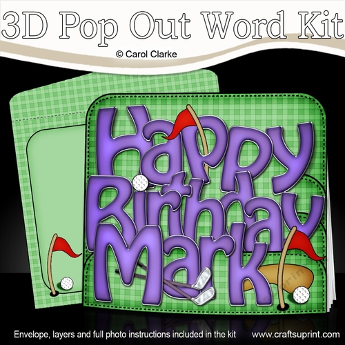 3D HAPPY BIRTHDAY MARK with Golf Pop Out Word Card 