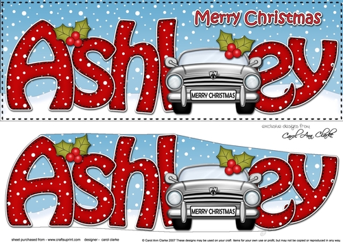 Large DL Merry Christmas ASHLEY 3D decoupage 
