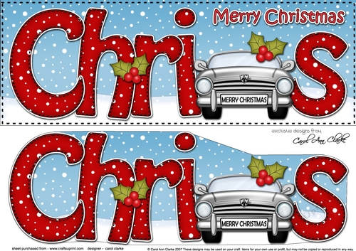 Large DL Merry Christmas CHRIS 3D decoupage 