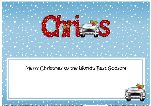 Large DL Merry Christmas to the Worlds Best Godson! CHRIS insert