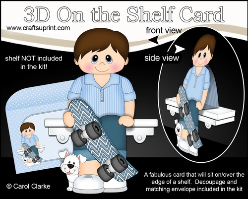 3D On the Shelf Card Kit - Little Teen Hobert has a Skateboard