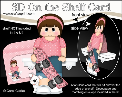 3D On the Shelf Card Kit - Little Teen Sharee has a Skateboard