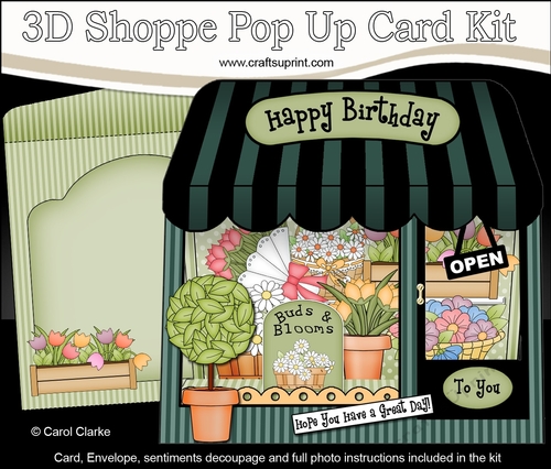 3D Shoppe Window Pop Up Card Kit -  Buds & Blooms Flower Shop