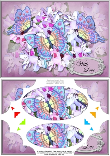 A5 With Love Flowers & Butterflies Scallop Corners and Pyramage