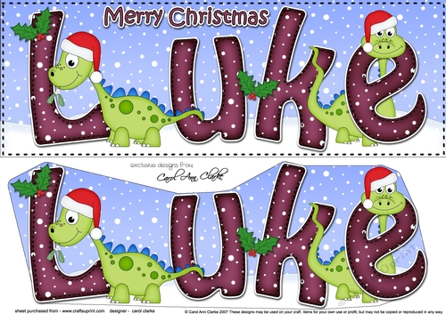 Large DL Merry Christmas LUKE 3D decoupage 