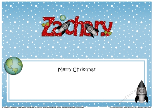 Large DL Merry Christmas ZACHARY insert