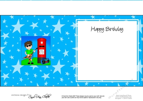 Boyz Birthday Teen Rocker Jaz square landscape insert