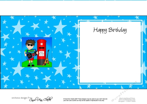 Boyz Birthday Teen Jaz has a Boombox square landscape insert