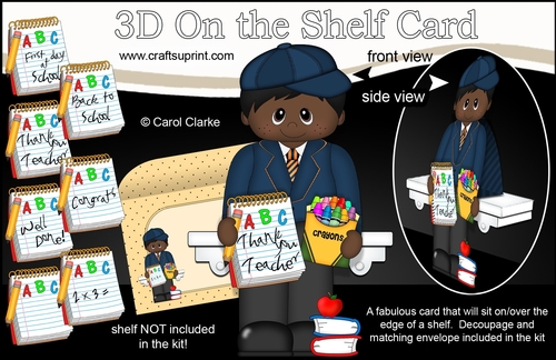 3D On the Shelf Card Kit - Cute Little Ethnic Schoolboy Jaylen
