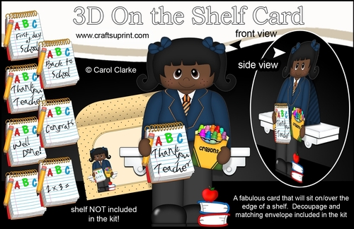 3D On the Shelf Card Kit - Cute Little Ethnic Schoolgirl Tamera