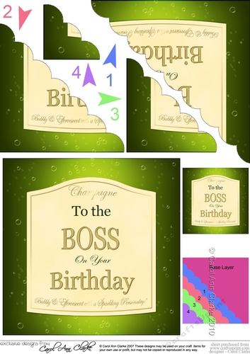 Happy Birthday BOSS Champers Label Scallop Corner Side Stacker
