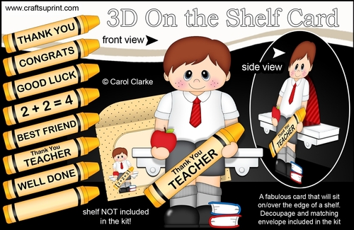 3D On the Shelf Card Kit - Cute Little Schoolboy Tegan