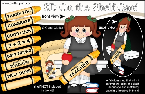 3D On the Shelf Card Kit - Cute Little Schoolgirl Phoebe