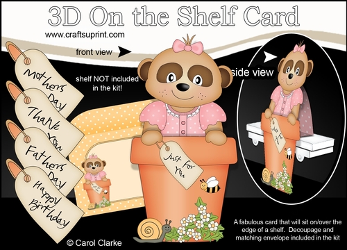 3D On the Shelf Card Kit - Flower Pot Friends Little Baby Meerkat Natalya