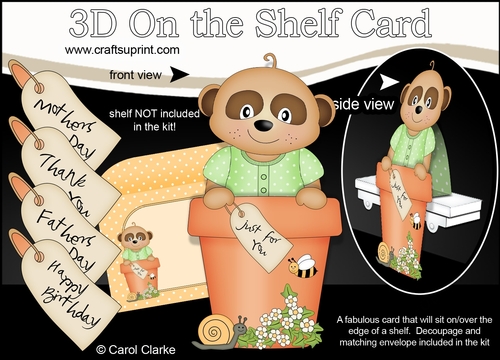 3D On the Shelf Card Kit - Flower Pot Friends Little Baby Meerkat Alexis