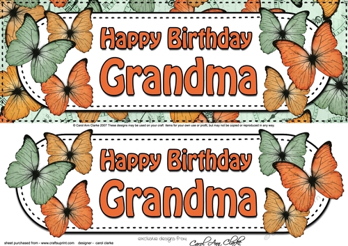 Large DL Birthday GRANDMA Butterflies 3D decoupage