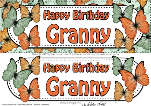 Large DL Birthday GRANNY Butterflies 3D decoupage