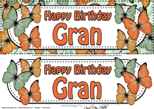 Large DL Birthday GRAN Butterflies 3D decoupage