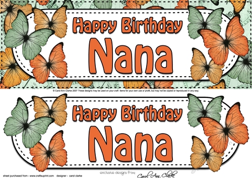 Large DL Birthday NANA Butterflies 3D decoupage