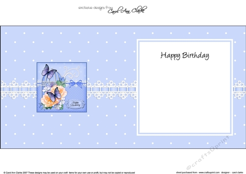 Birthday Butterflies, Flowers & Pearls Birdcage square landscape insert