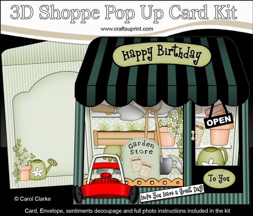 3D Shoppe Window Pop Up Card Kit -  Garden Store Gardening Supplies Shop