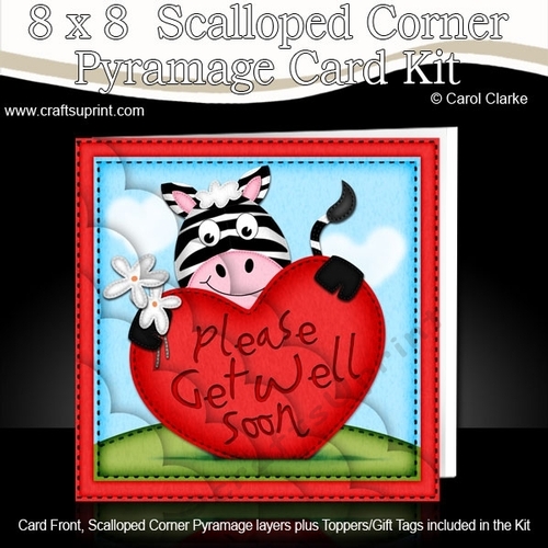 8 x 8 Debra Zebra Get Well Heart Scalloped Corner Kit
