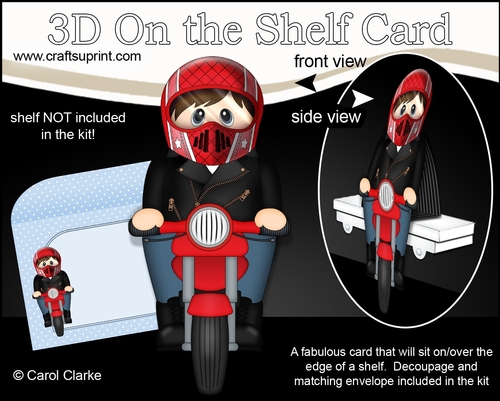 3D On the Shelf Card Kit - Young Man Jonathon Rides his Motorbike